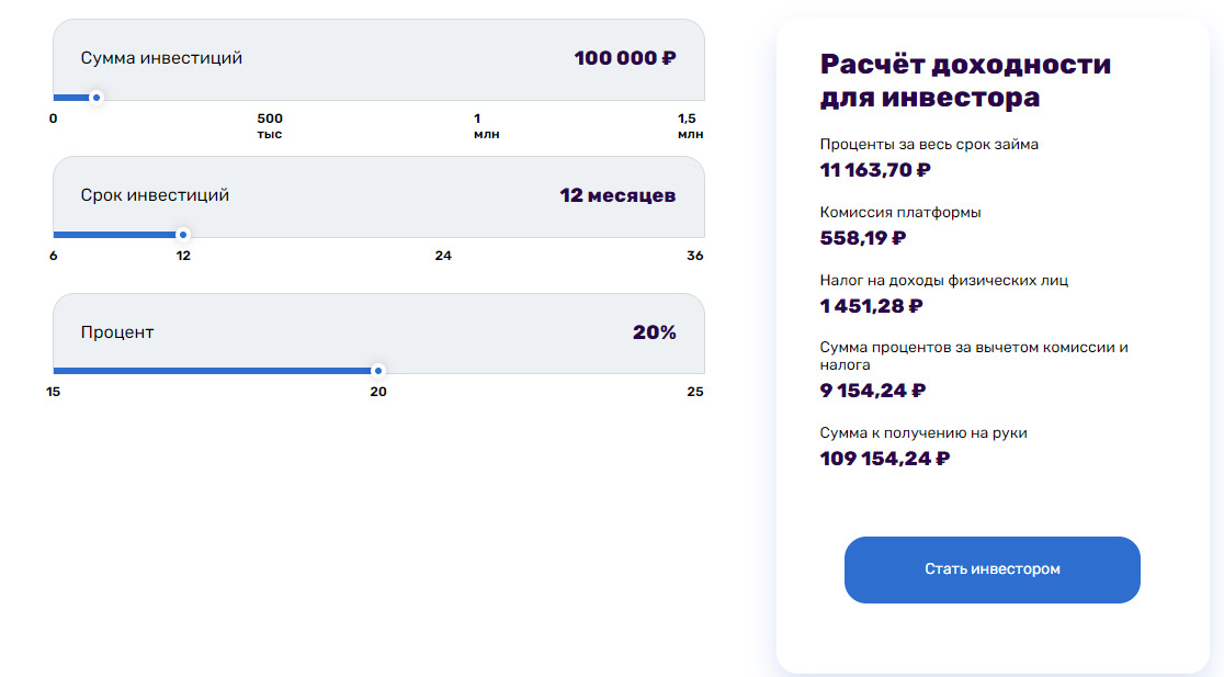 Расчет доходности системі