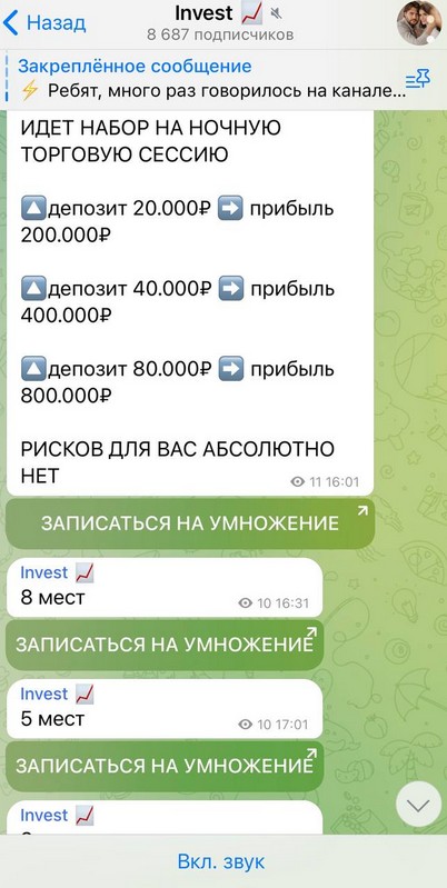 Velininvest телеграм