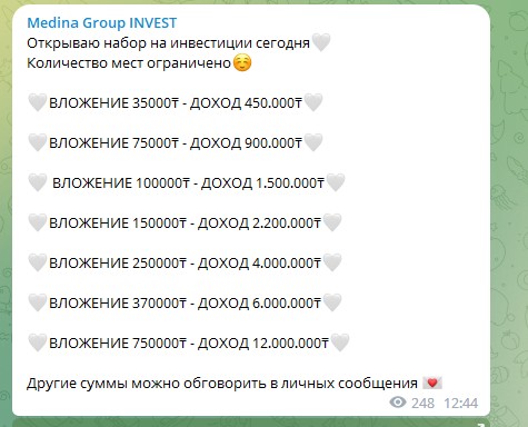Условия инвестирования Медина Гроуп Инвест