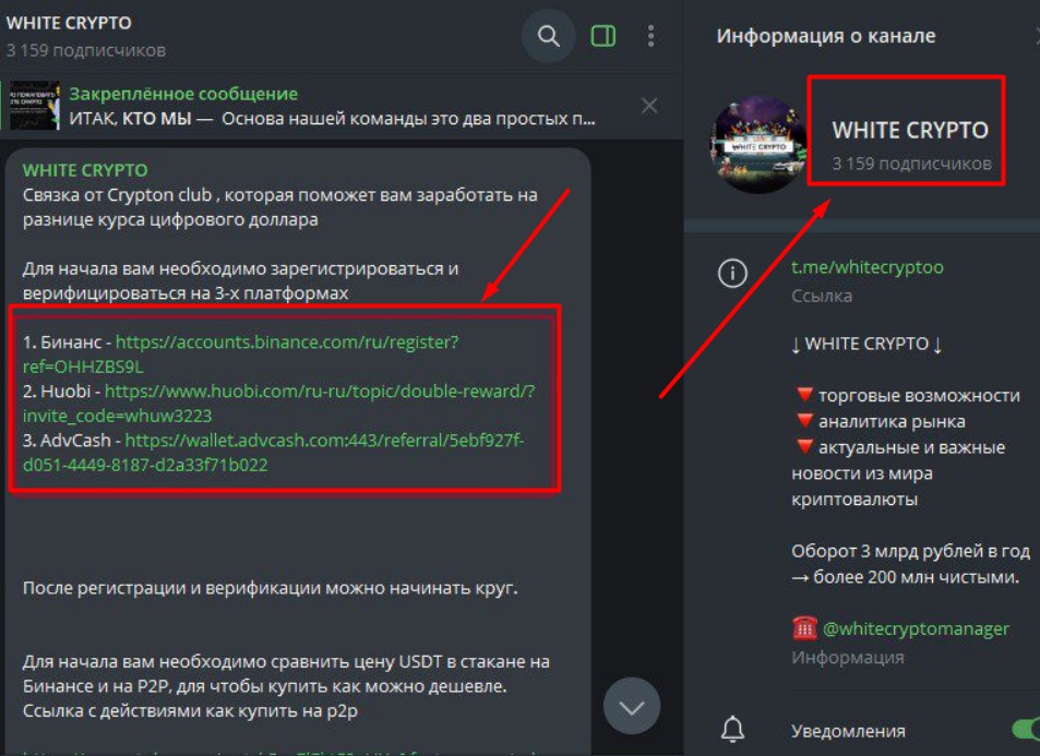 Вайт Крипто телеграм