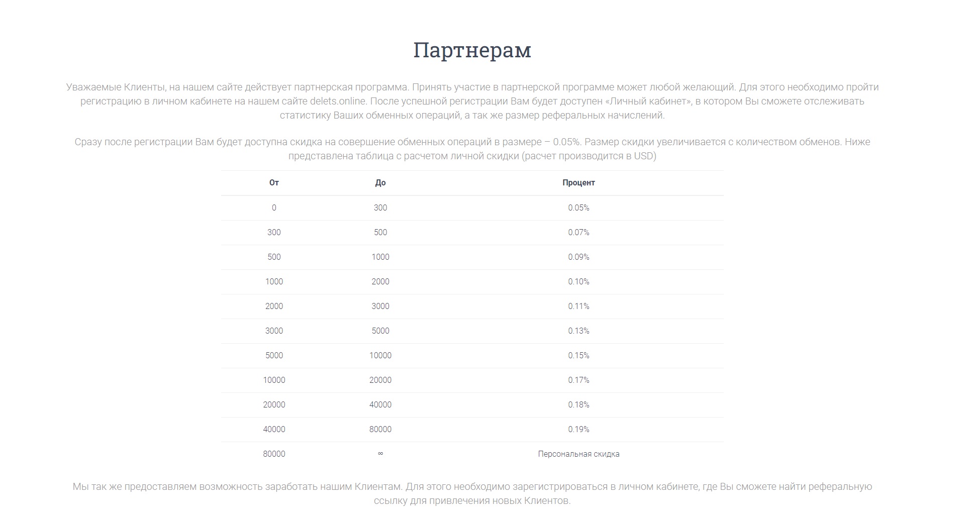 Информация для партнеров Delets Cash