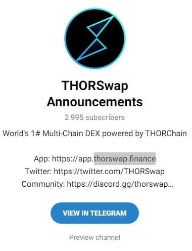 телеграм THORSwap