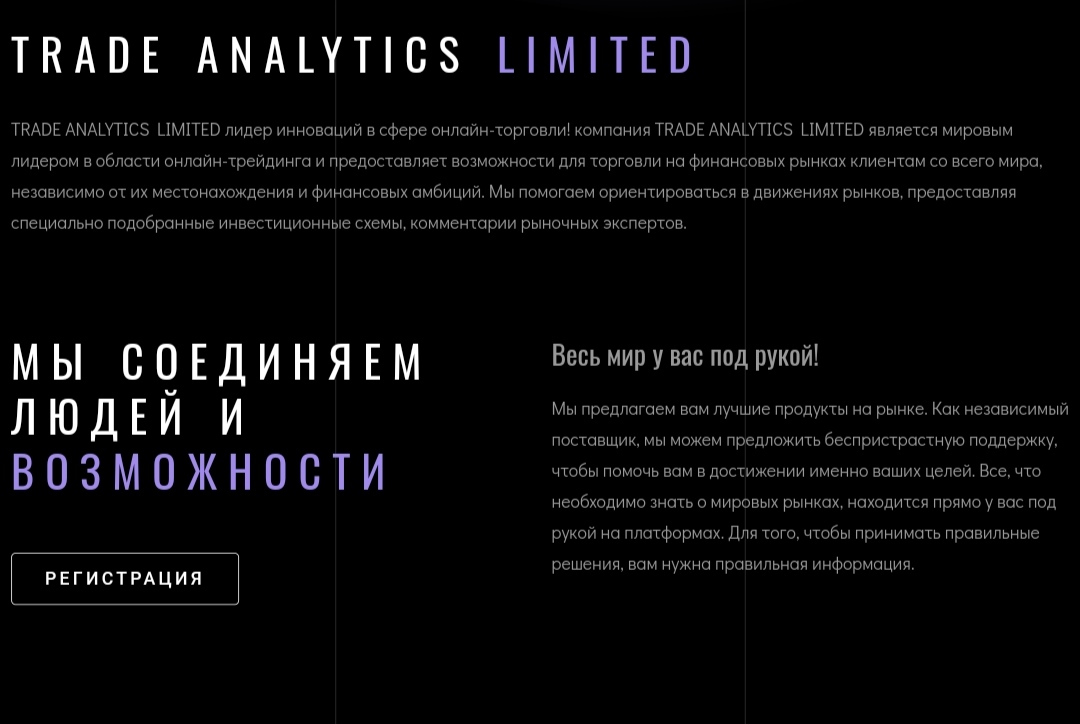 Описание Trade Analytics Limited