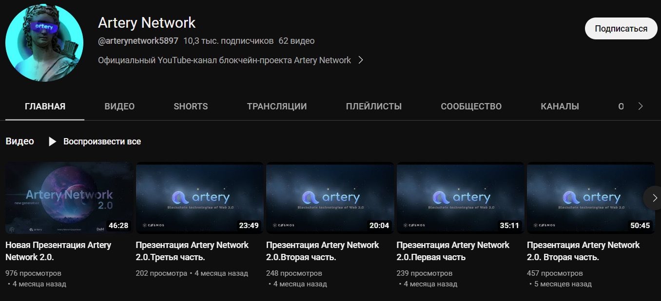 Artery Network CBR - Ютуб