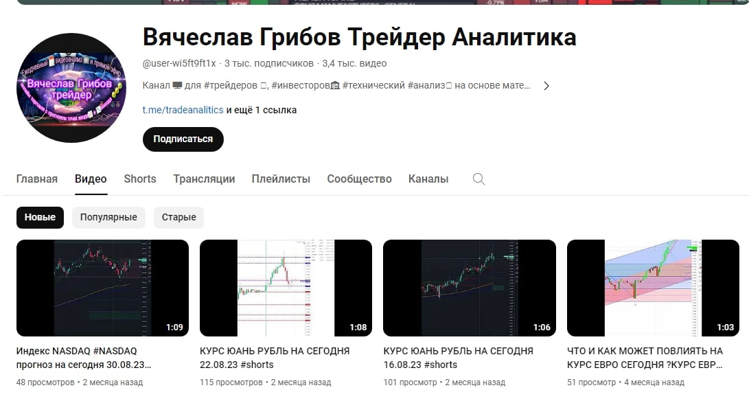 Вячеслав Грибов ютуб канал