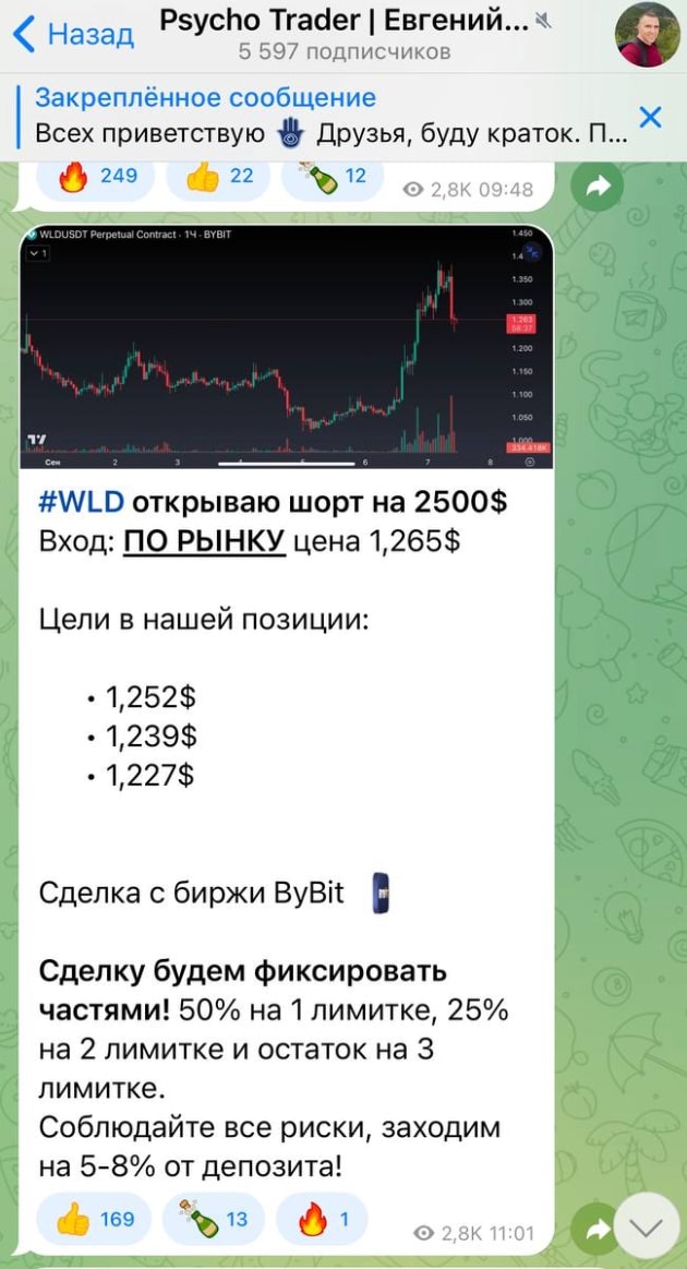 Psycho Trader Евгений Мельников телеграм сигнал