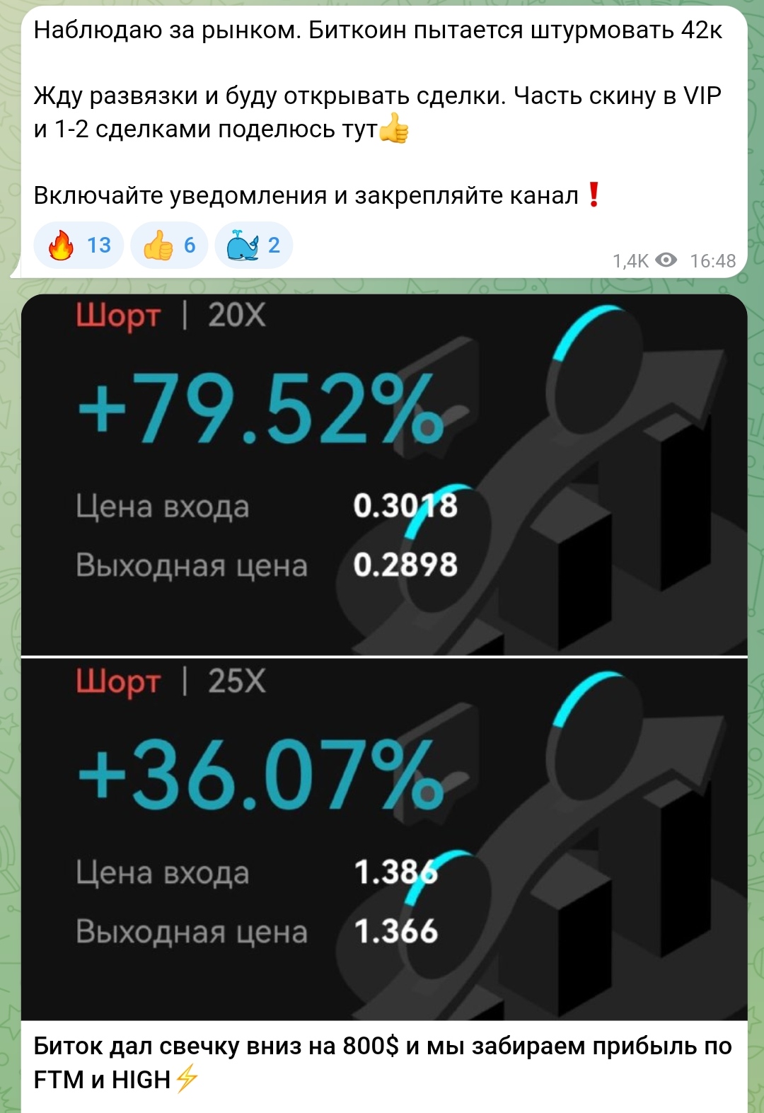 Crypto Fresh телеграм пост 