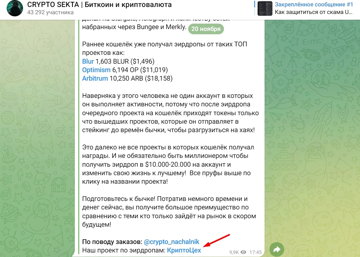 Crypto sekta телеграм пост